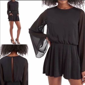Topshop women’s black bell sleeve romper